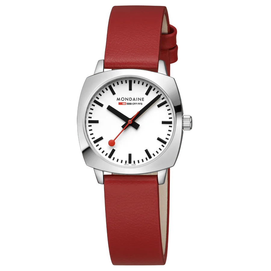 Petite Cushion Red vegan grape leather, 31 mm