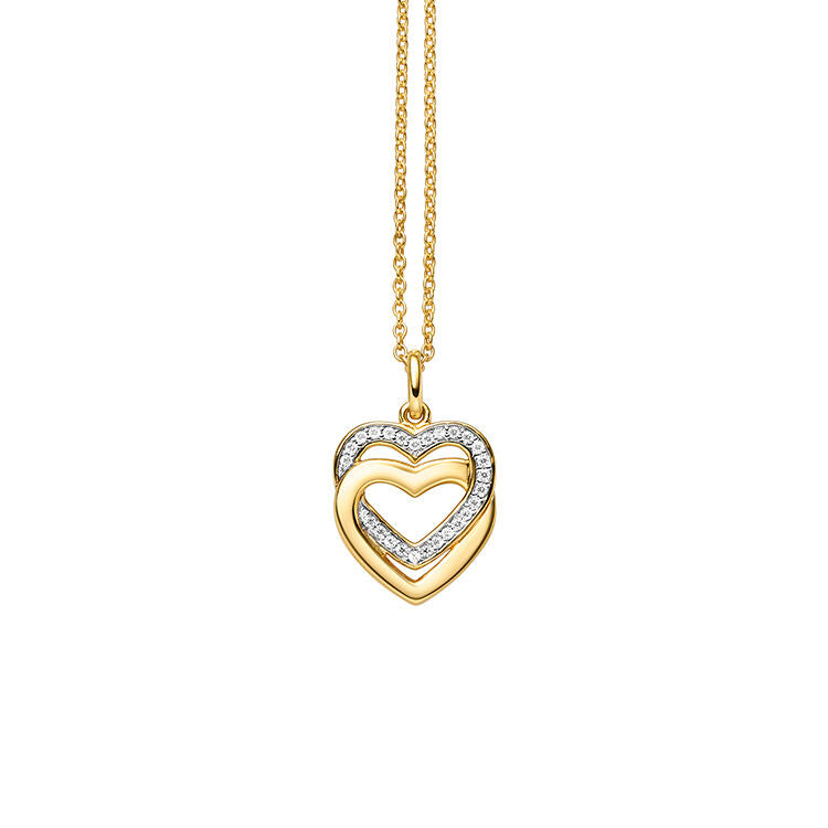 Viventy Silver with gold plating 26 CZ Heart Pendant Necklace