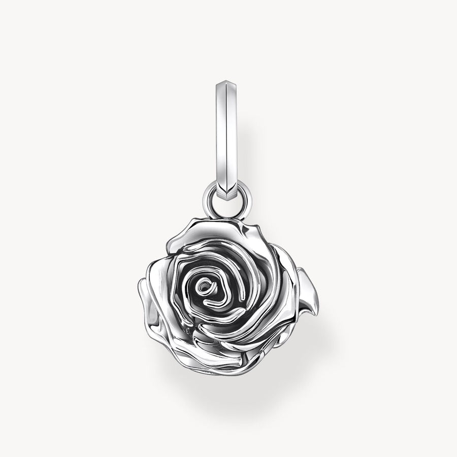 Thomas Sabo Rebel Rose Silver Blackened Flower Head Pendant