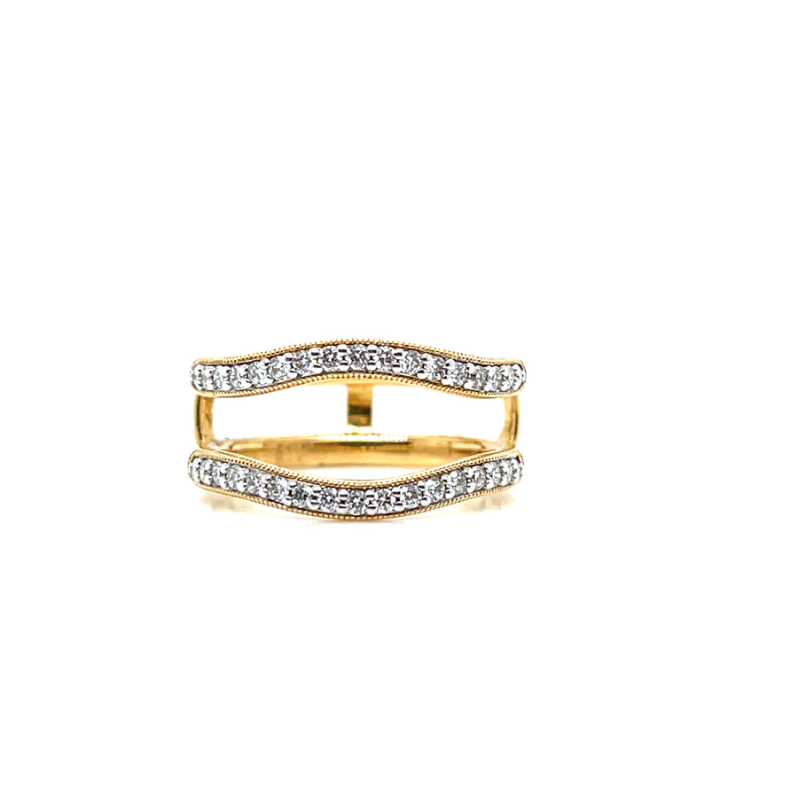 18ct Yellow Gold Pave Set 2 row curve  Diamond  Eternity Ring .31ct