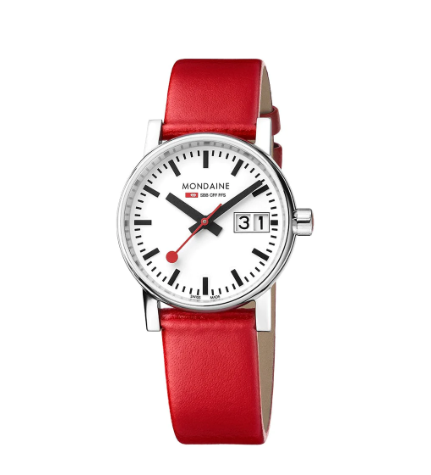 Mondaine EVO2 26 mm, red leather watch, MSE.30210.LC