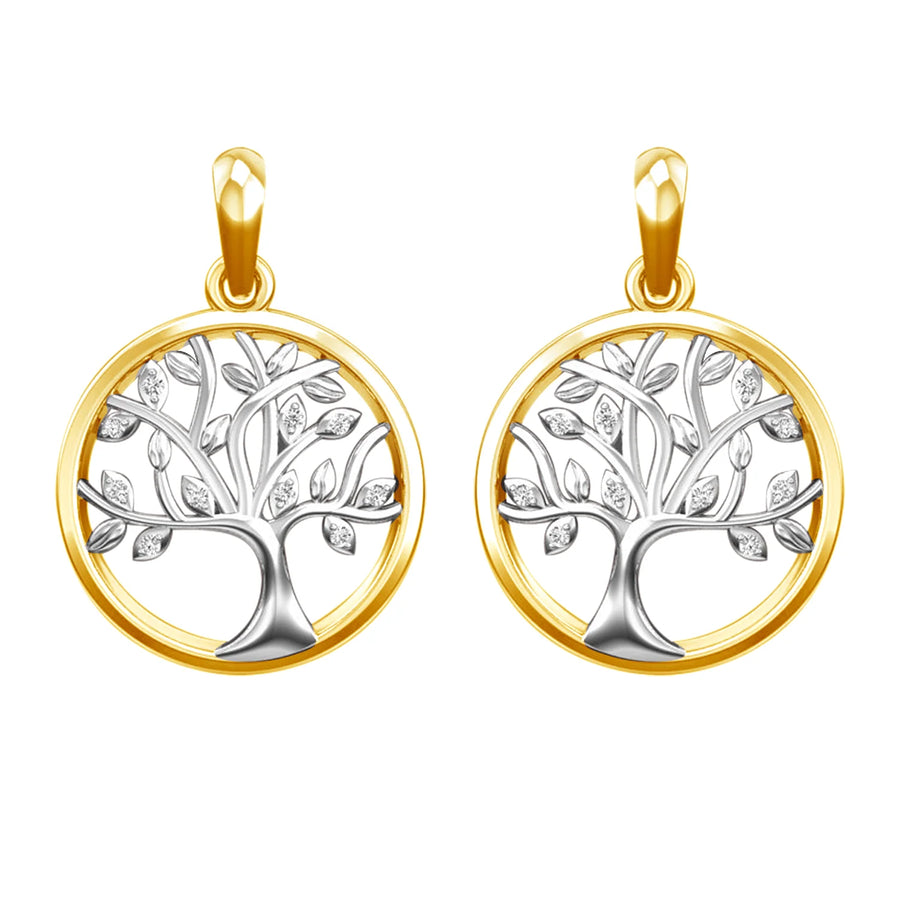 9ct Yellow gold and White gold Diamond 0.02ct Tree of life Drops