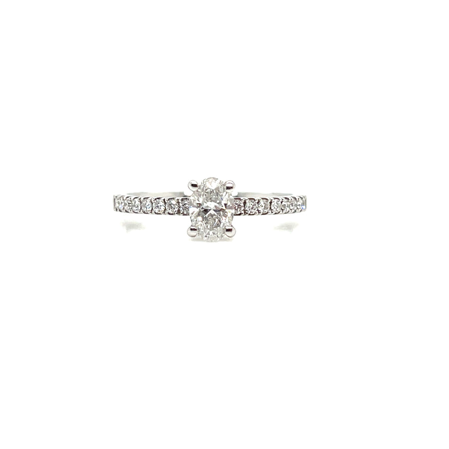 Platinum Oval Brilliant Diamond Ring .40ct F SI1 0.16ct