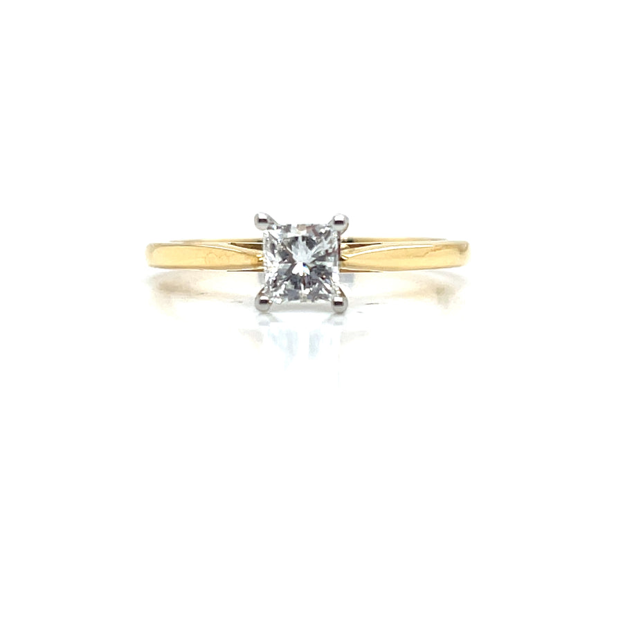 18ct Yellow Gold Princess Brilliant Cut Diamond .51ct E VVS2 EGL SV5858