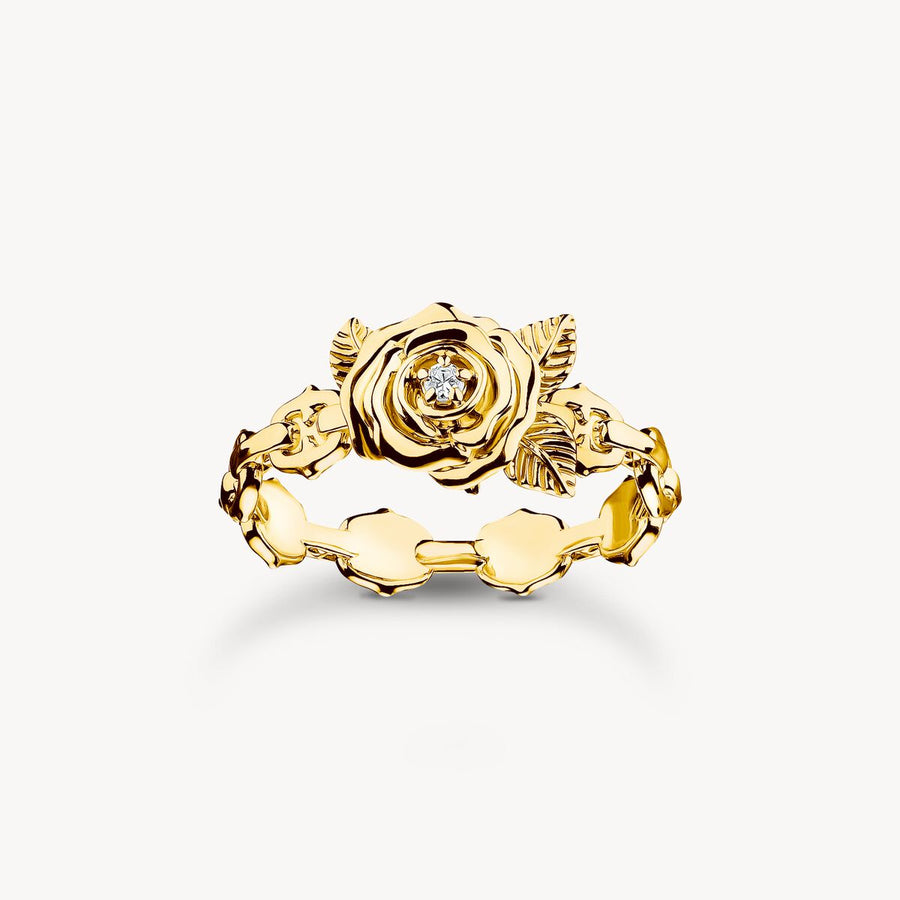 Gold-plated ring Roses Romance