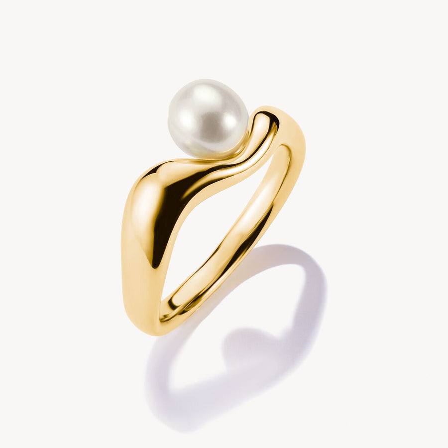 Gold-plated ring with freshwater pearl Natural Beauty