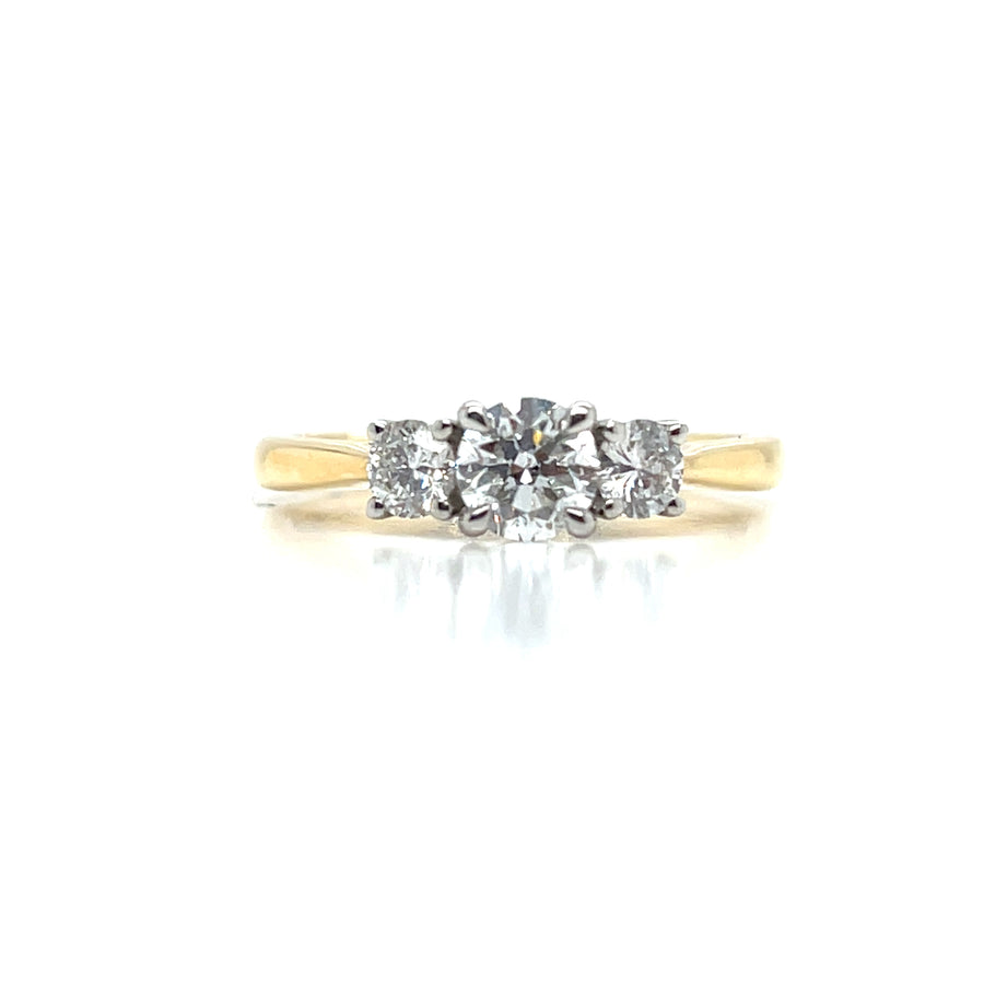 18ct Gold & Platinum 3 Round Cut Diamond Ring 0.80ct