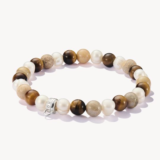 Thomas Sabo Silver beads bracelet with ecru-coloured stones