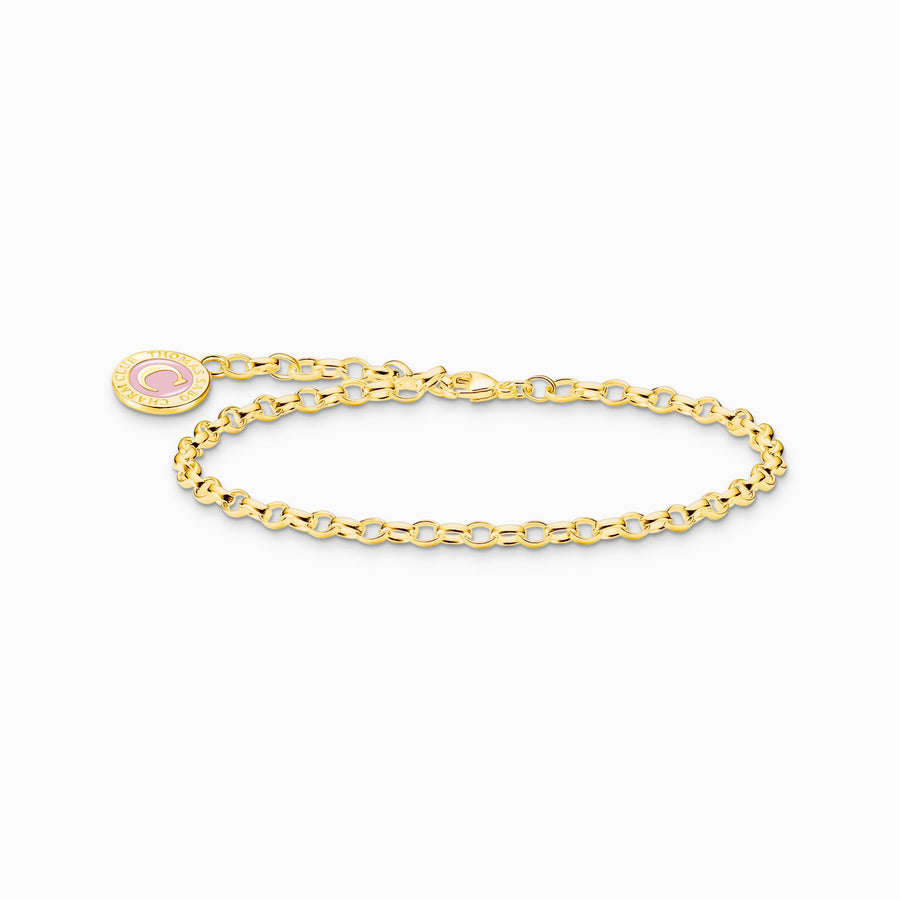 Thomas Sabo Bracelet Member Charm bracelet with pink Charmista Coin gold plated L19