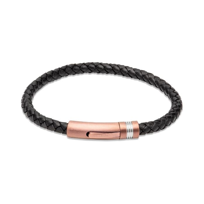 Unique & Co Men’s Leather bracelet with steel magnetic clasp Black