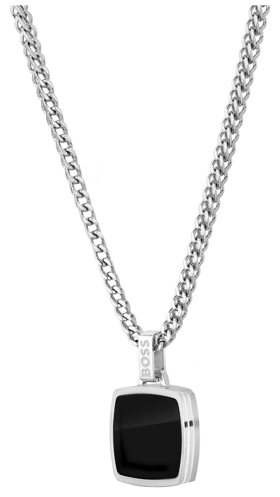 BOSS Jewellery Men’s Odell Black Pendant Stainless Steel Necklace 1580648