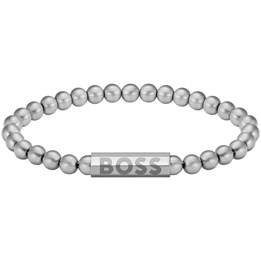 BOSS Men's Sphere Metal Stainless Steel Beaded Bracelet