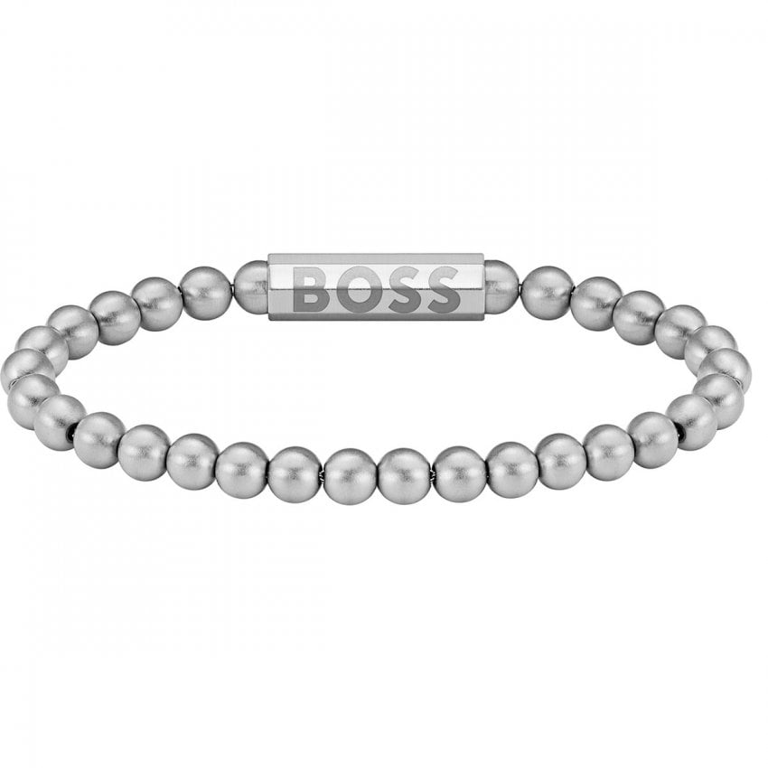 BOSS Men's Sphere Metal Stainless Steel Beaded Bracelet