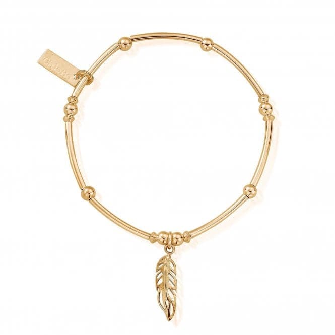 ChloBo Gold Mini Noodle Ball Fillgree feather Bracelet