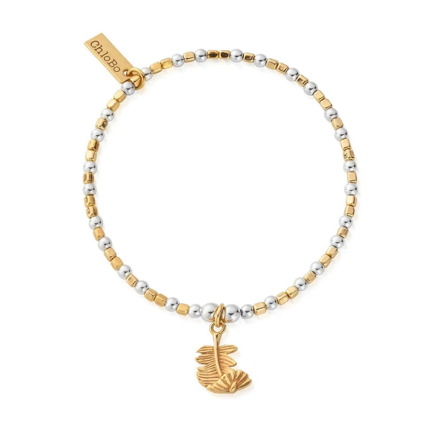 Mixed Metal Curved Feather Bracelet