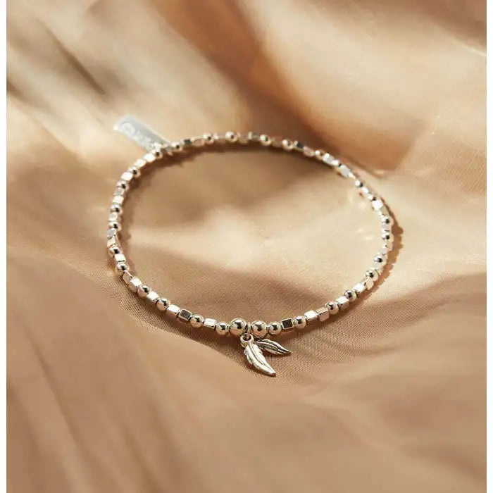 ChloBo Mini Cube Double Feather Bracelet A reminder that you are never alone - Silver