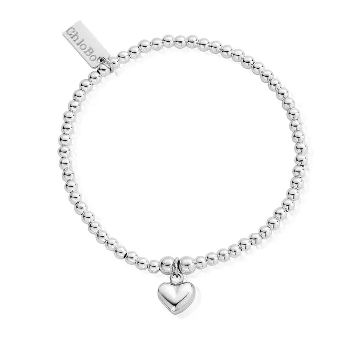 ChloBo Cute Charm Puffed Heart Bracelet Love & Compassion Silver