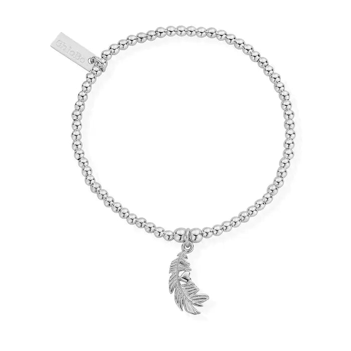 ChloBo Cute Charm Heart In Feather Bracelet Symbol of love Never alone Silver