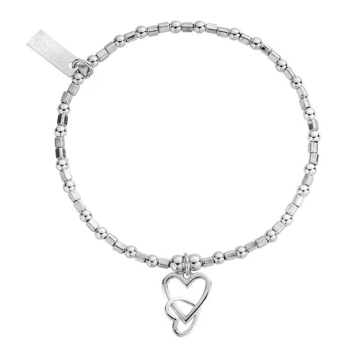 ChloBo Mini Cube Interlocking Love Heart Bracelet Love & Compassion - Silver