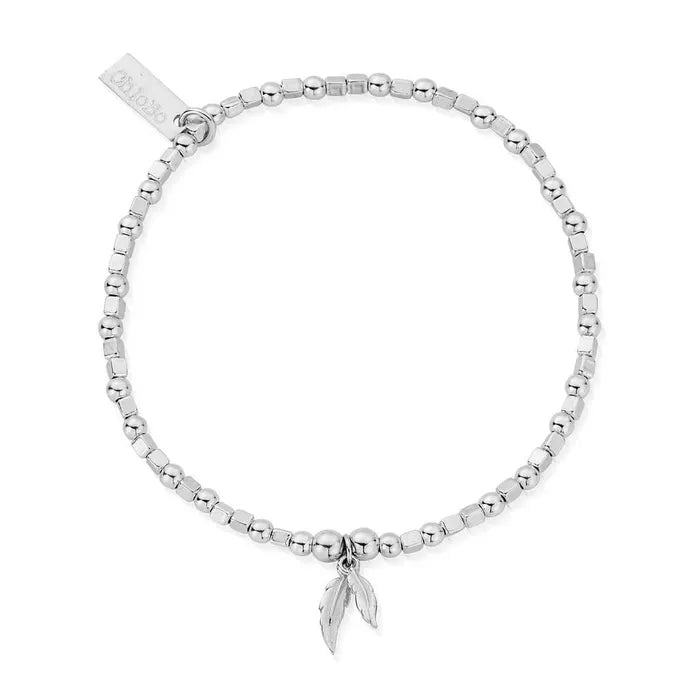 ChloBo Mini Cube Double Feather Bracelet A reminder that you are never alone - Silver