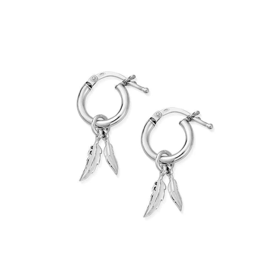 ChloBo Double Feather Silver Small Hoops