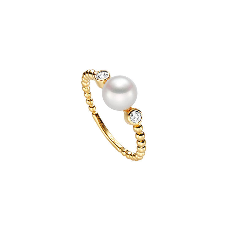 Viventy Silver Gold Plated Fresh Water Pearl Ring