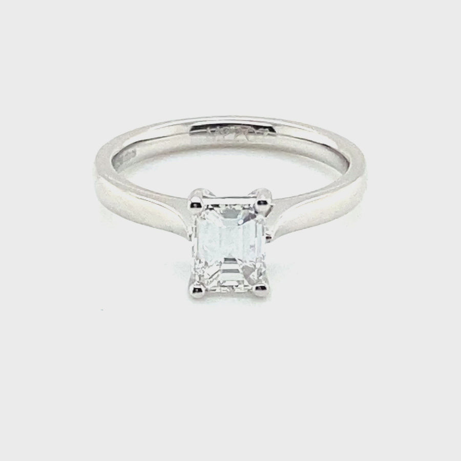 Platinum Emerald Cut Diamond Ring 1.00ct F SI1