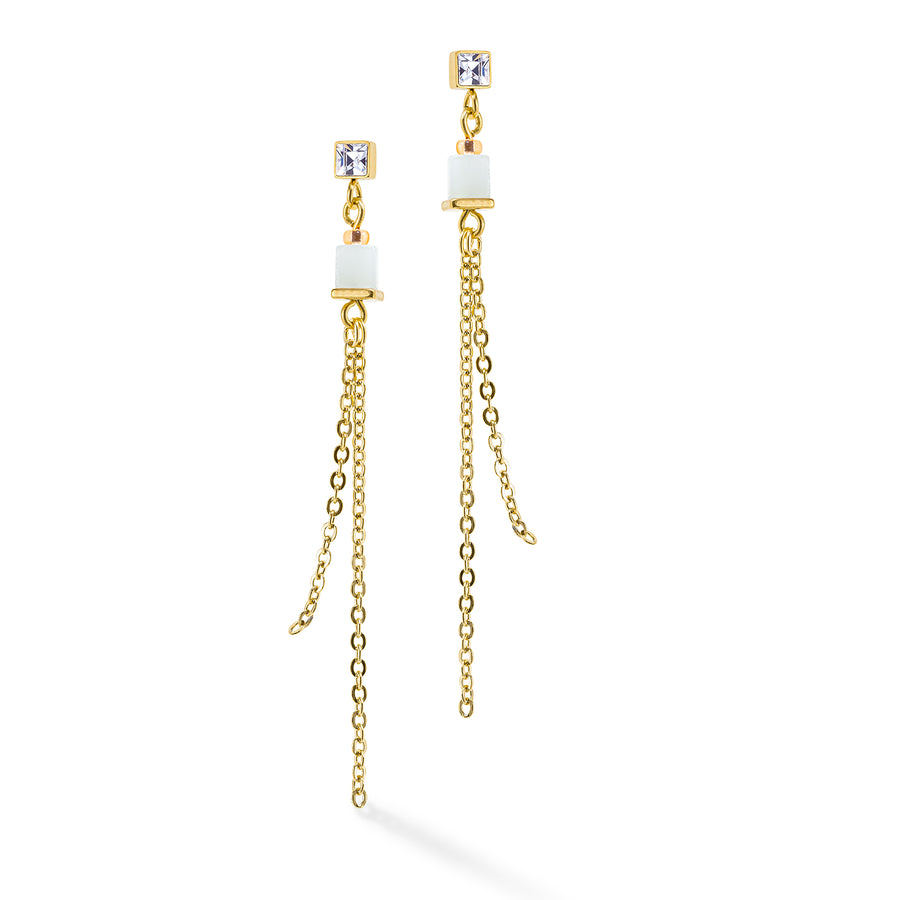 Coeur De Lion GeoCUBE® Precious & Slider Closure earrings gold multicolour pastel