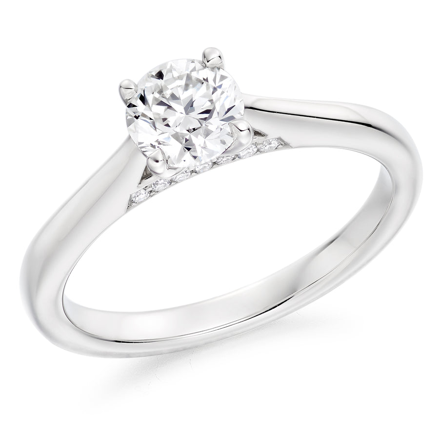 Platinum Engagement Ring Round Brilliant 0.70ct G VVS2 & 0.07ct