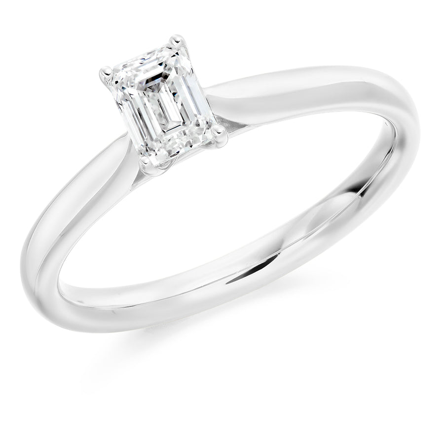 Platinum Emerald Cut Diamond .50ct Engagement Ring D-G/VS-Si