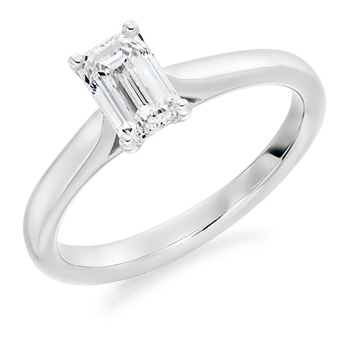 Platinum Emerald Cut Engagement Ring .70ct F VS2