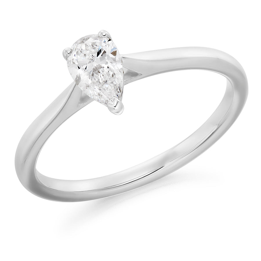 Platinum 950 Pear Cut .40ct G SI 1 Diamond Ring Size M Centre