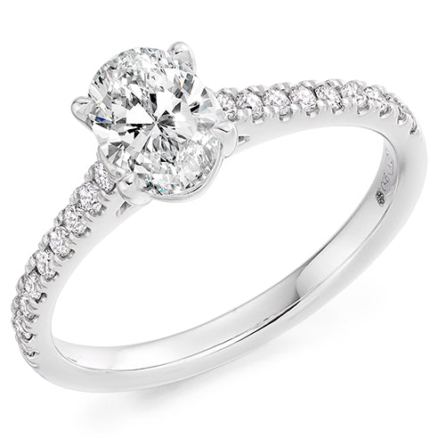 Platinum Oval Brilliant Cut Engagement Ring .70ct E SI1 with Round Brilliant Shoulders .30ct