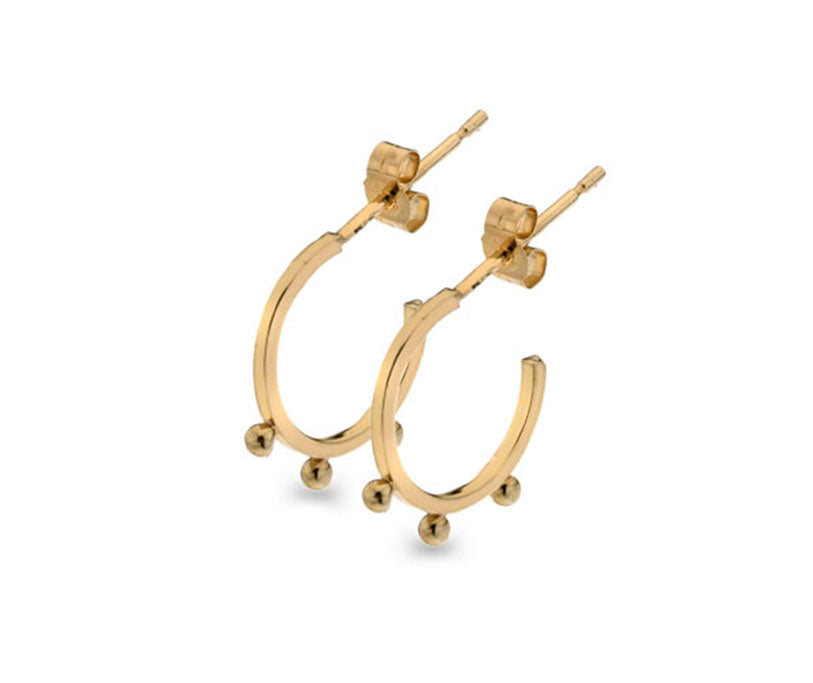 9ct Yellow Gold Curteis Collection Bead Hoop Earrings