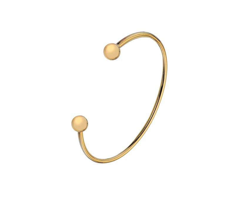 9ct Yellow Gold Torque Bangle 3mmmm with 8mm bead ends