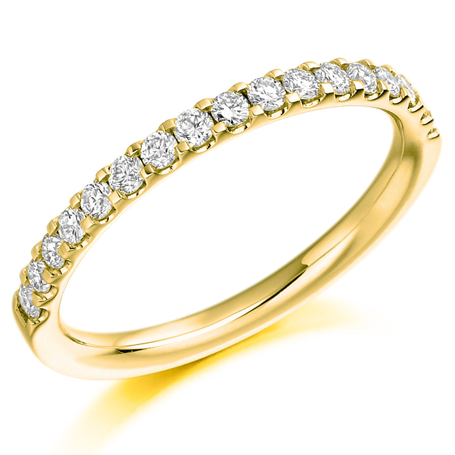 18ct Yellow Gold Round Brilliant Half Eternity Diamond Ring .33ct Size M