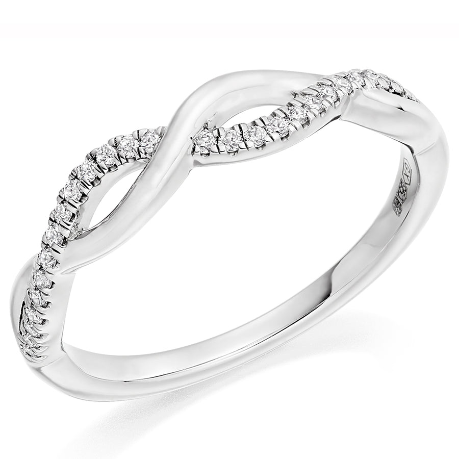 Platinum Round Brilliant half Eternity Diamond Ring .12ct Size M