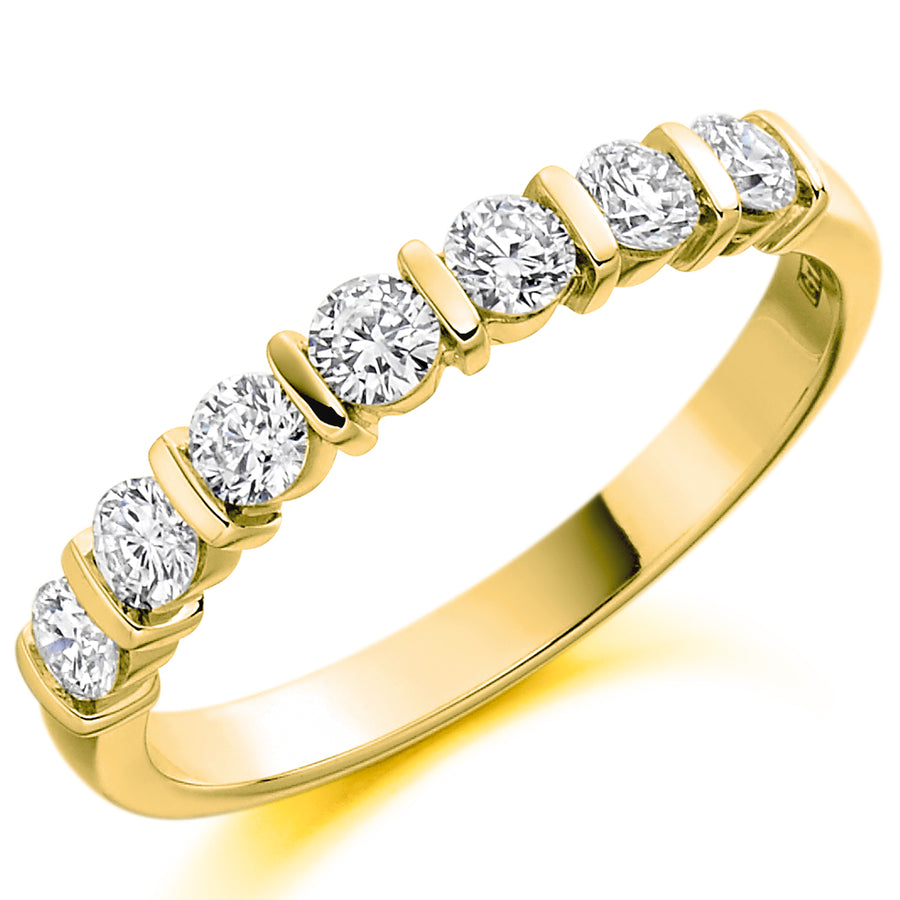18ct Yellow Gold Round Brilliant Half Eternity Diamond Ring .50ct Size M