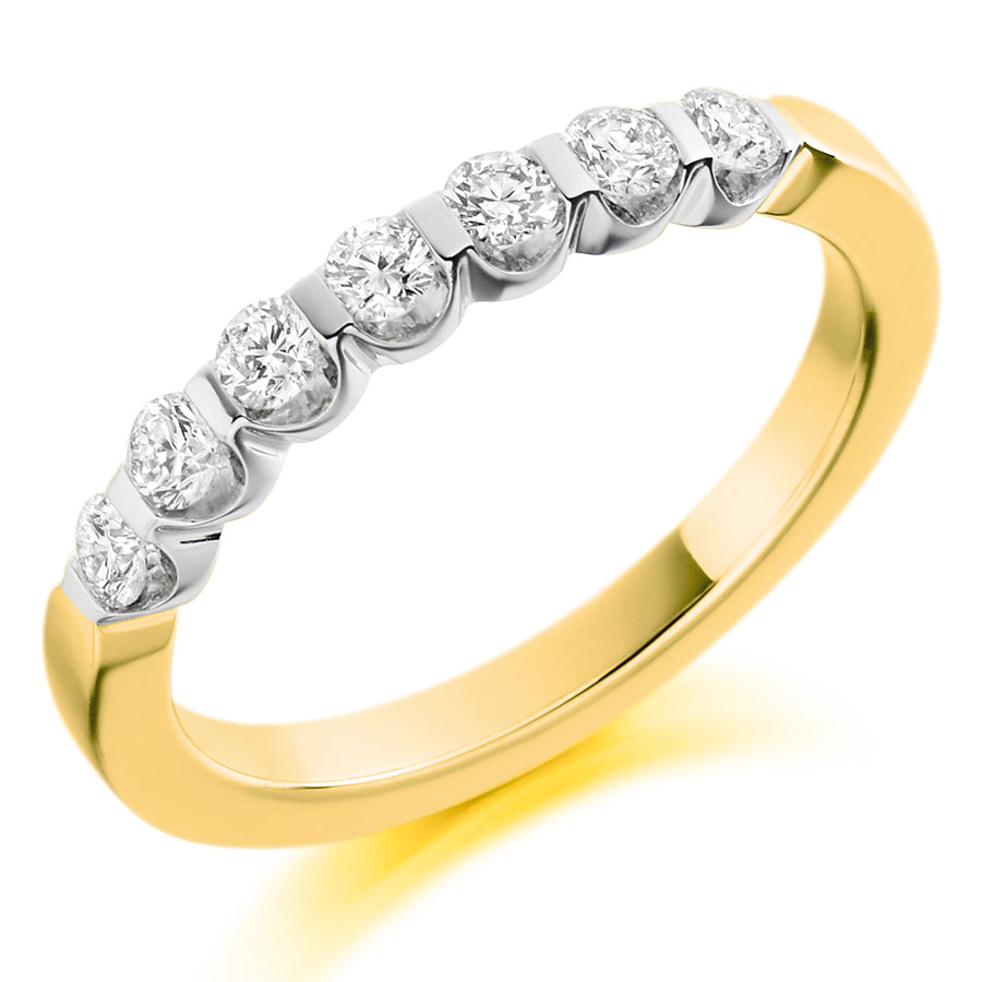 18ct Yellow Gold Round Brilliant half Eternity Diamond Ring .35ct Size M