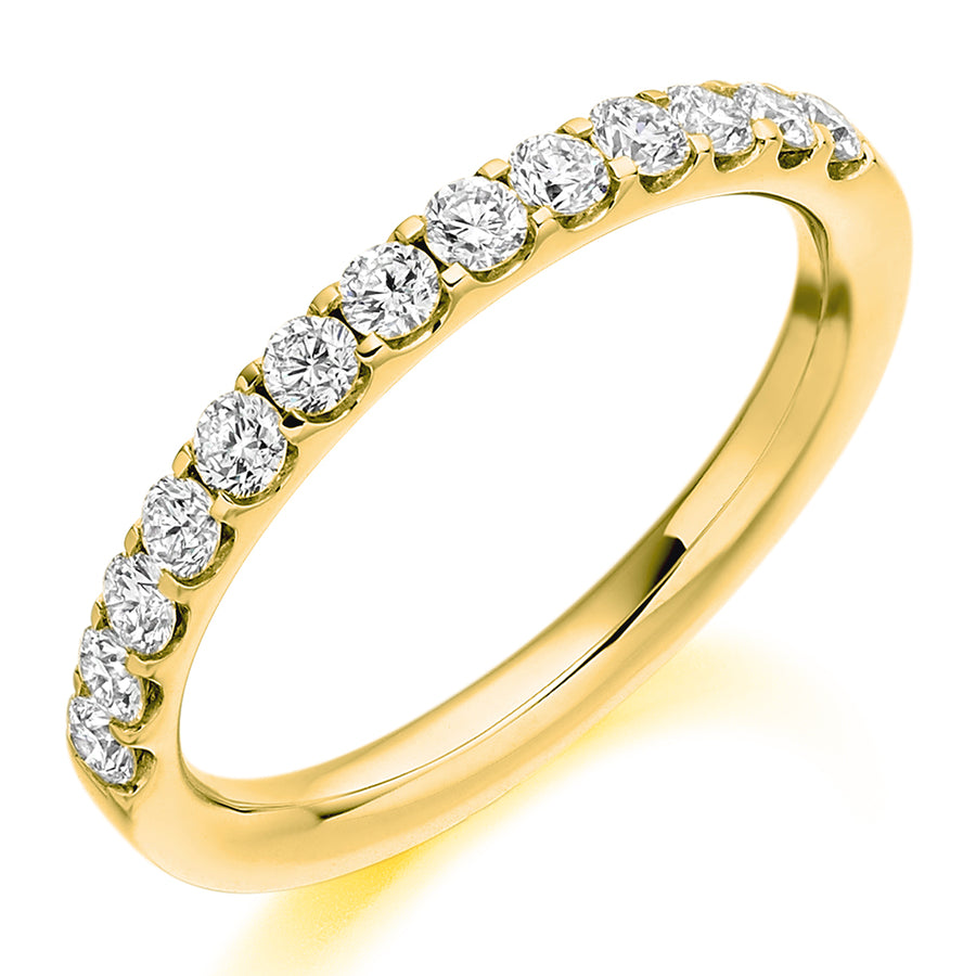 18ct Yellow Gold Round Brilliant half Eternity Diamond Ring .50ct Size M