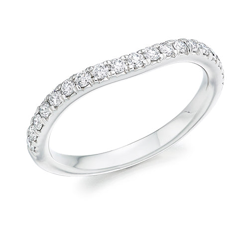 18ct White Gold Curved Wedding Ring .35ct