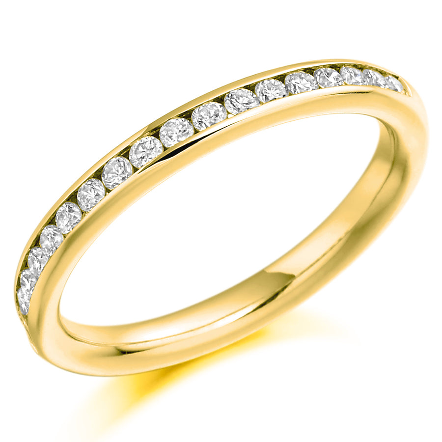 18ct Yellow Gold Round Brilliant Half Eternity Diamond Ring .33ct Size M