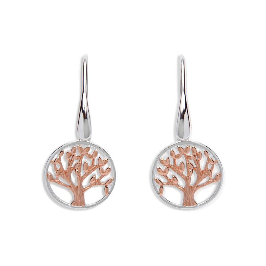 Sterling Silver 925 Drop Earrings with Rose Gold Plating ME-584