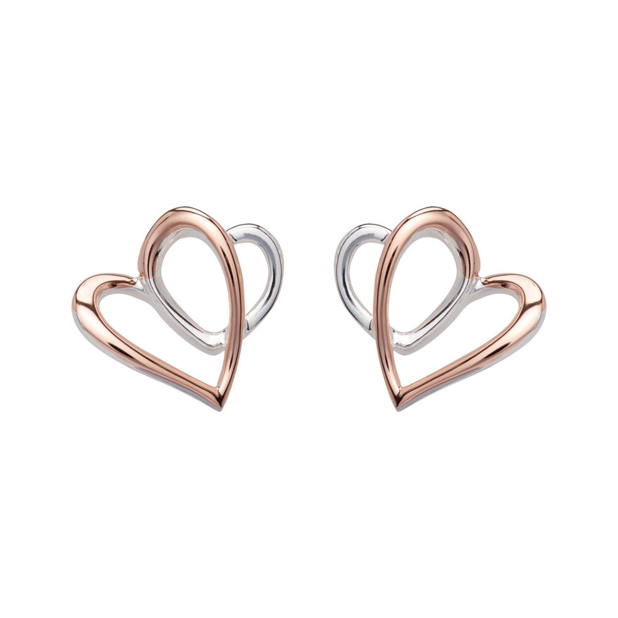 Sterling Silver 925 Stud heart Earrings with Rose Gold Plating ME-770