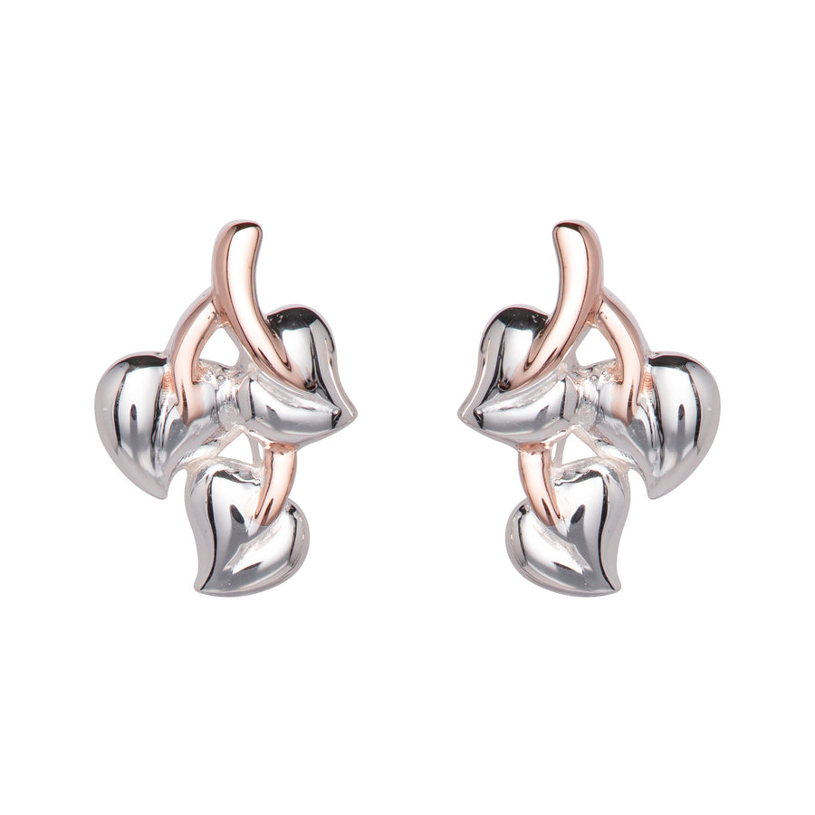 Sterling Silver 925 Stud Earrings with Rose Gold Plating ME-781