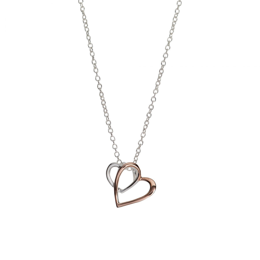 Two hearts Silver 925 Pendant with Rose Gold Plating MK-770