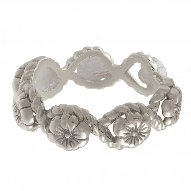 Olivia Burton Floral Charm Rope Ring Silver