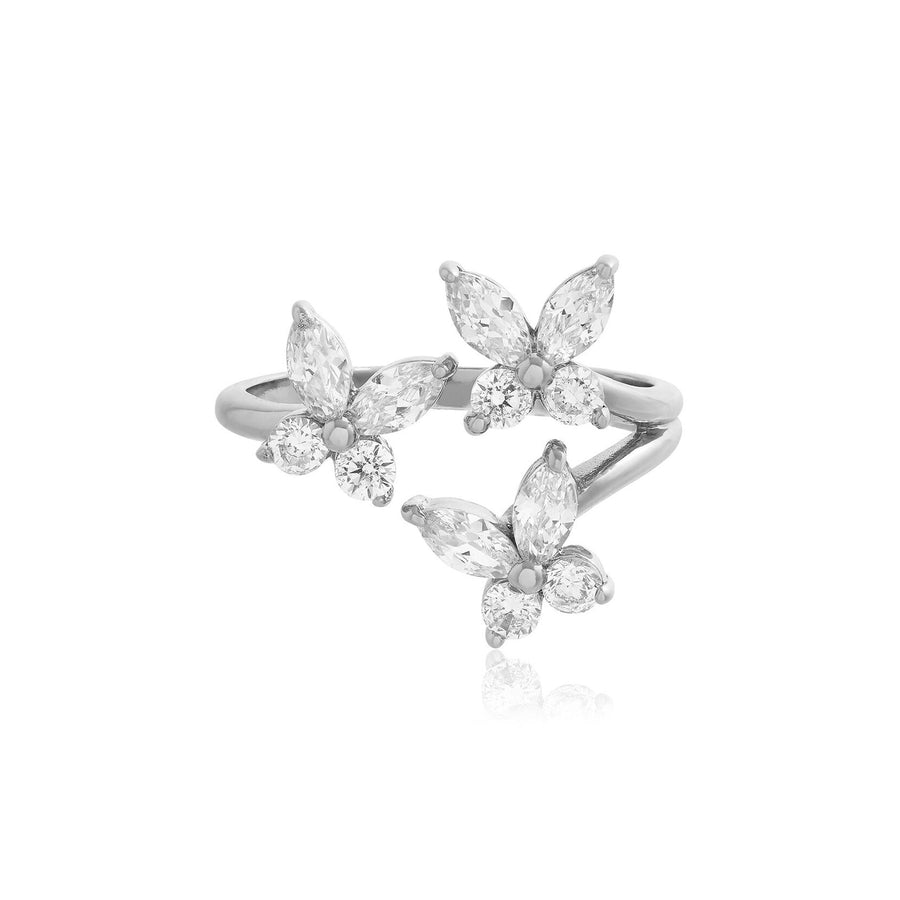 Olivia Burton Sparkle Butterfly Marquise Butterfly Statement Ring Silver