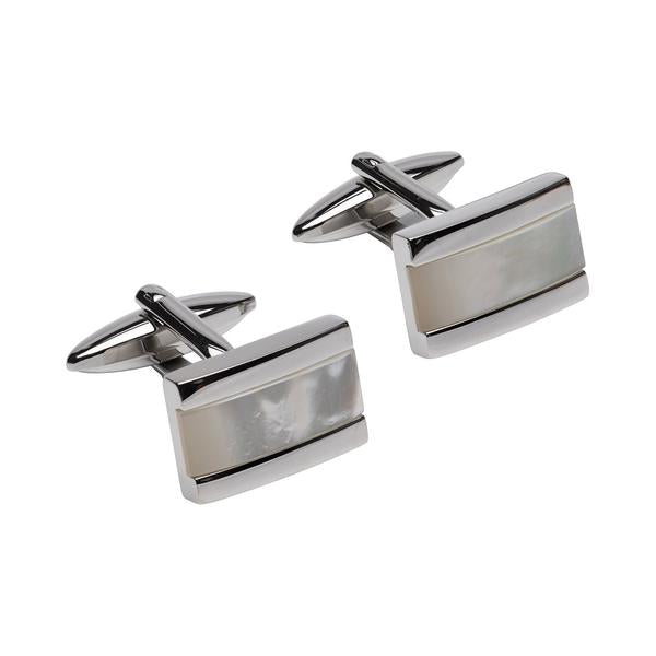 Stainless Steel Cufflinks with Mother of Pearl Inlay QC-253