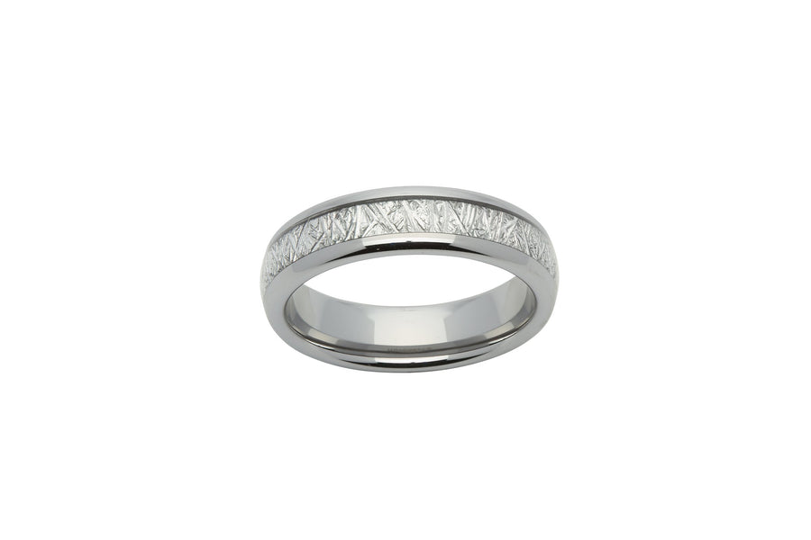 Unique and Co Tungsten Carbide Ring with Meteorite paper Inlay IP plating